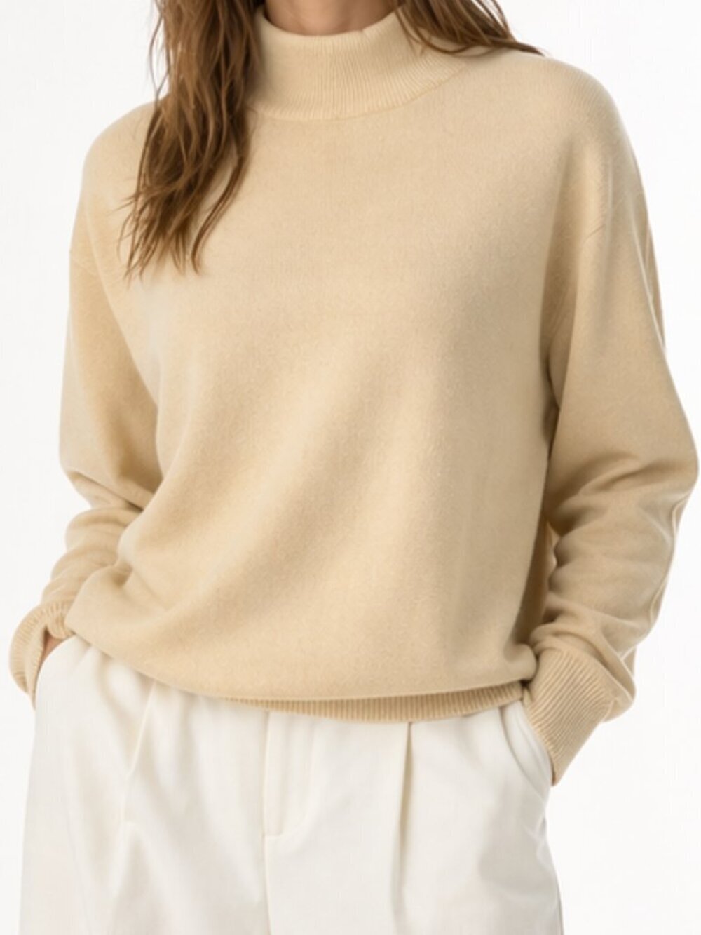Mock Neck Sweater BFA Classics Butter Yellow PL Vintage 80s